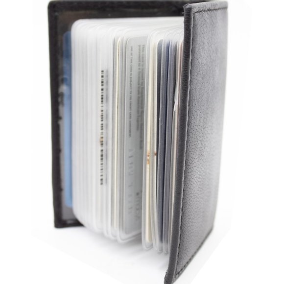Men Pure Slim Genuine Leather Credit Card Holder, Black - Picture 6 of 15